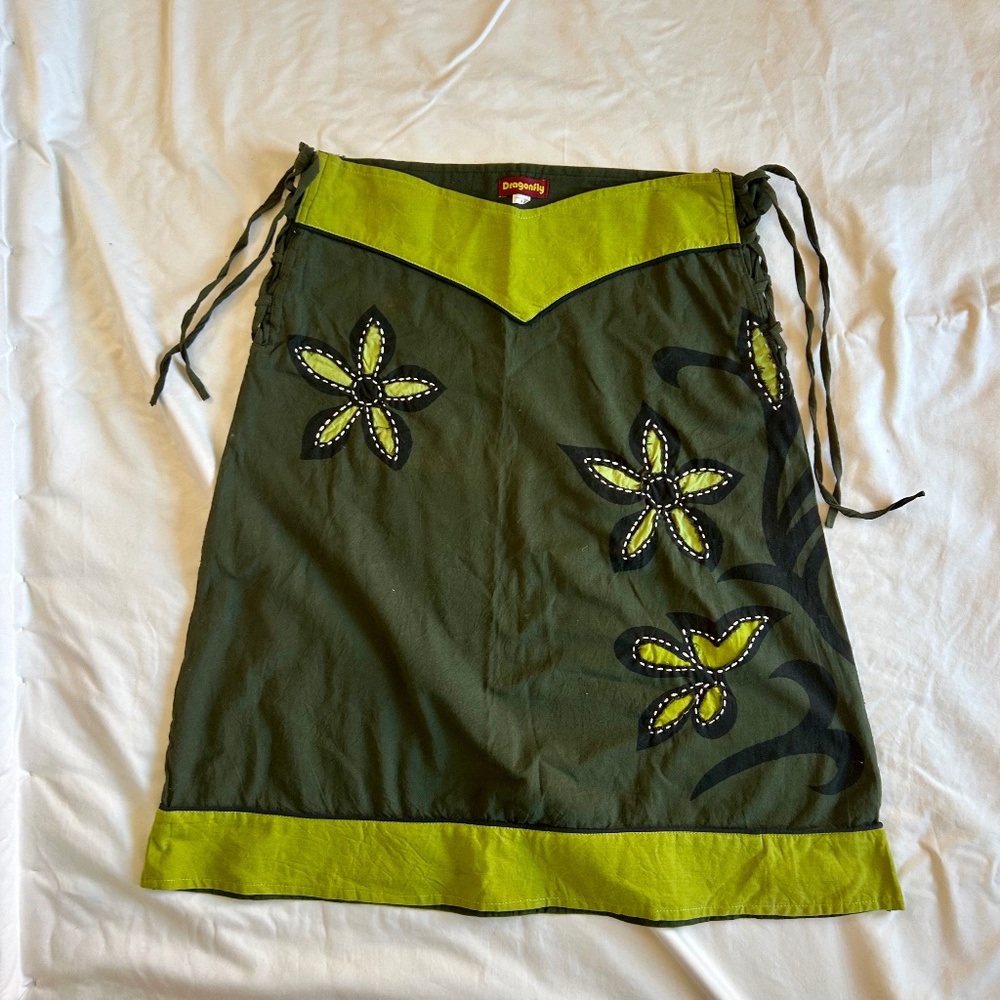 Dragonfly Skirt A-Line Green size M